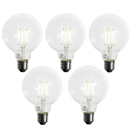 LUEDD Set van 5 E27 dimbare LED lamp G95 5W 450 lm 3000K