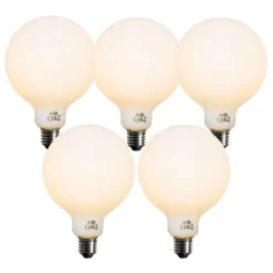LUEDD Set van 5 E27 dimbare LED lamp opaal G125 5W 450 lm 2200K
