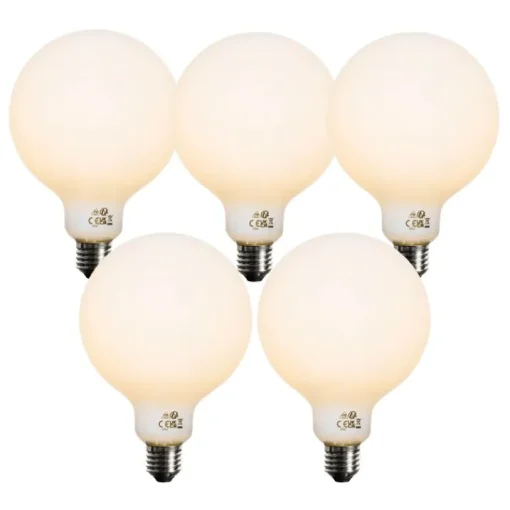 LUEDD Set van 5 E27 dimbare LED lamp opaal G125 5W 450 lm 2200K