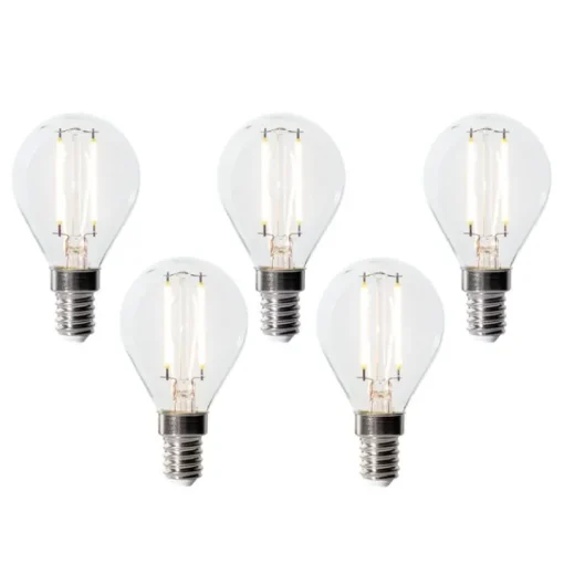LUEDD Set van 5 E14 dimbare LED lamp P45 helder glas 3W 250 lm 2700K