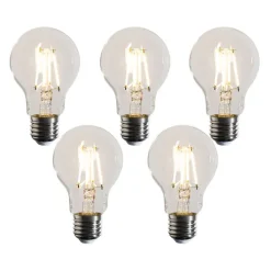 LUEDD Set van 5 E27 dimbare LED lampen A60 helder 4.5W 500 lm 2700K