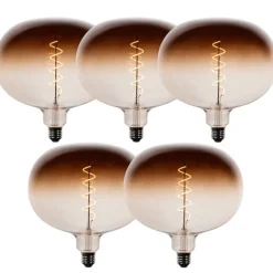 LUEDD Set van 5 E27 dimbare LED lampen G220 bruin 4,9W 130 lm 1800K