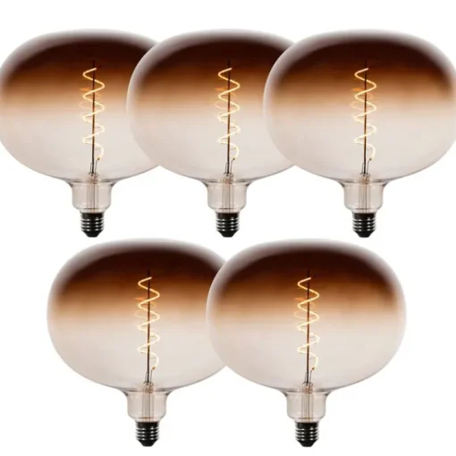 LUEDD Set van 5 E27 dimbare LED lampen G220 bruin 4,9W 130 lm 1800K