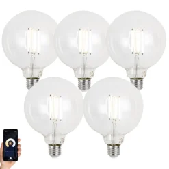 LUUMR Set van 5 E27 dimbare LED lampen G125 helder 7W 806 lm 2700-6500K