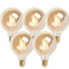 LUEDD Set van 5 E27 dimbare LED lampen G95 goud 5W 380 lm 2200K
