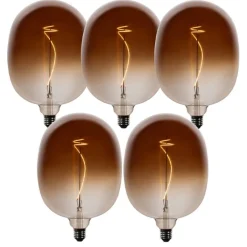 LUEDD Set van 5 E27 dimbare LED lampen G170 bruin 4,9W 130 lm 1800K