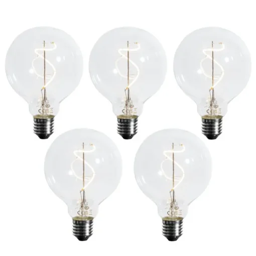 LUEDD Set van 5 E27 dimbare LED spiraal filament G95 4W 270 lm 2700K
