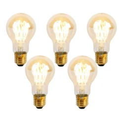 LUEDD Set van 5 E27 dimbare LED spiraal lampen A60 goldline 4W 270 lm 2200K