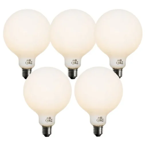 LUEDD Set van 5 E27 3-staps dimbaar LED lamp opaal G125 4W 450 lm 3000K