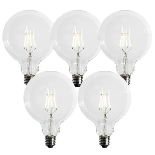 LUEDD Set van 5 E27 3-staps dimbaar LED spiraal filament G125 4W 450 lm 3000K