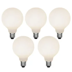 LUEDD Set van 5 E27 3-staps dimbare LED lamp G95 mat 5W 550 lm 3000K