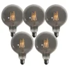LUEDD Set van 5 E27 3-staps dimbare LED lampen smoke G125 4W 150 lm 1900K