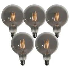 LUEDD Set van 5 E27 3-staps dimbare LED lampen smoke G125 4W 150 lm 1900K