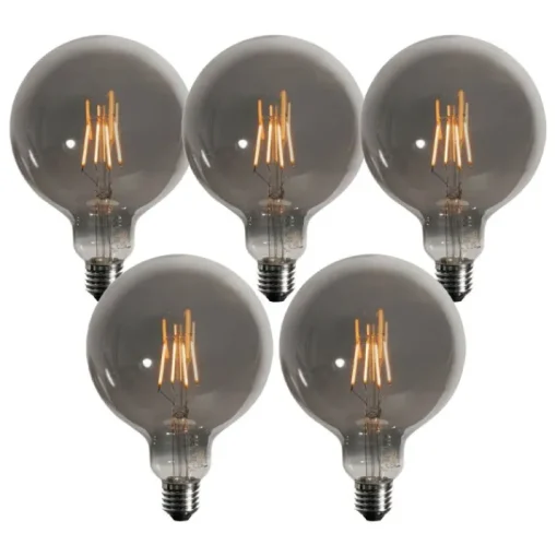 LUEDD Set van 5 E27 3-staps dimbare LED lampen smoke G125 4W 150 lm 1900K