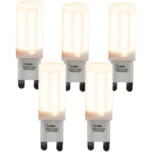 LUEDD Set van 5 G9 dimbare LED lampen 3W 280 lm 2700K