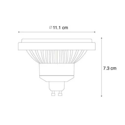 LUEDD Set van 5 GU10 3-staps dimbaar LED lamp 111mm 10,5W 770 lm 2700K
