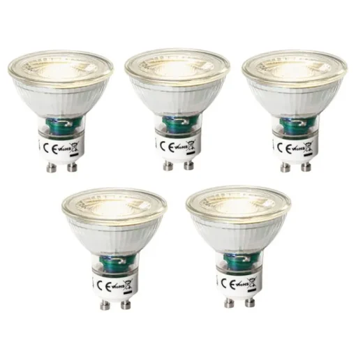 LUEDD Set van 5 GU10 3-staps dimbare LED lampen 7W 600 lm 3000K