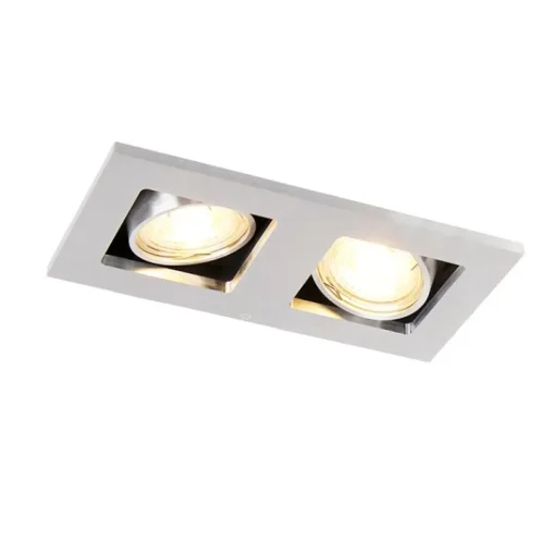 QAZQA Set van 6 Inbouwspot aluminium rechthoekig 2-lichts - Qure
