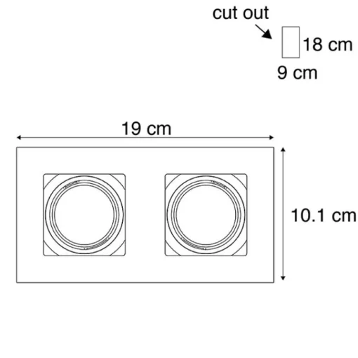 QAZQA Set van 6 Inbouwspot aluminium rechthoekig 2-lichts - Qure