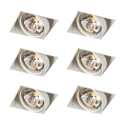 QAZQA Set van 6 Inbouwspot wit AR111 draai- en kantelbaar trimless - Oneon