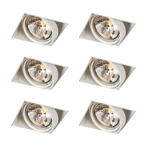 QAZQA Set van 6 Inbouwspot wit AR111 draai- en kantelbaar trimless - Oneon