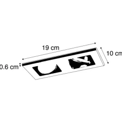 QAZQA Set van 6 Inbouwspot zwart rechthoekig 2-lichts - Qure