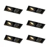 QAZQA Set van 6 Inbouwspot zwart GU10 draai- en kantelbaar trimless 2-lichts - Oneon