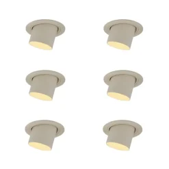 QAZQA Set van 6 inbouwspots beige GU10 50mm rond draai- en kantelbaar - Installa