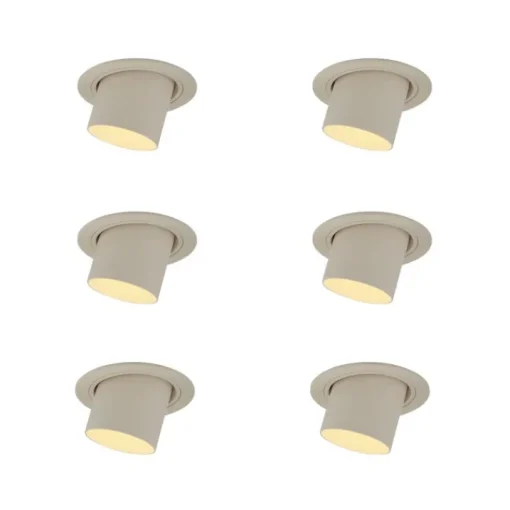 QAZQA Set van 6 inbouwspots beige GU10 50mm rond draai- en kantelbaar - Installa