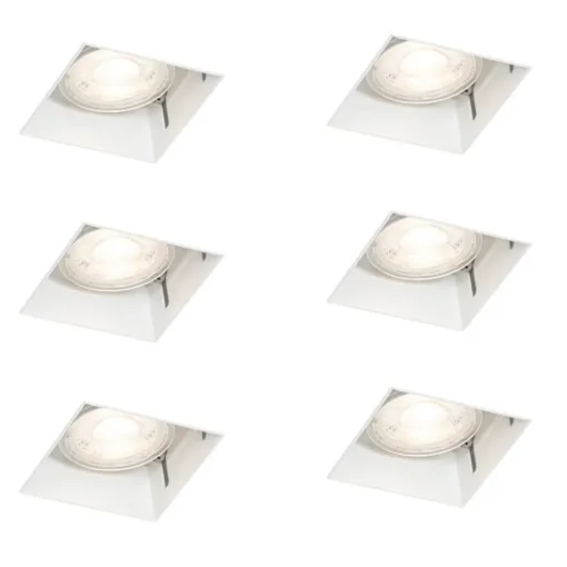 QAZQA Set van 6 inbouwspots wit GU10 50mm trimless - Oneon