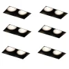 QAZQA Set van 6 inbouwspots zwart GU10 50mm 2-lichts trimless - Oneon