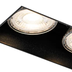 QAZQA Set van 6 inbouwspots zwart GU10 50mm 2-lichts trimless - Oneon