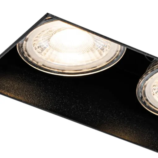 QAZQA Set van 6 inbouwspots zwart GU10 50mm 2-lichts trimless - Oneon