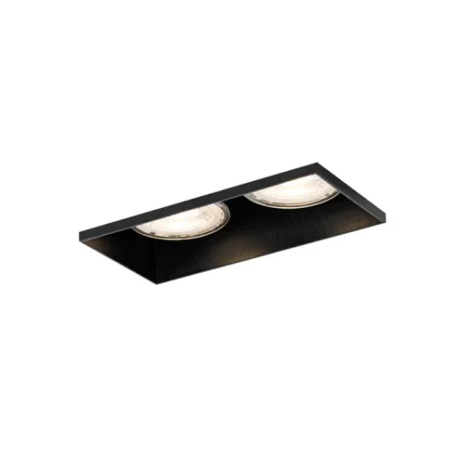 QAZQA Set van 6 inbouwspots zwart GU10 50mm 2-lichts trimless - Oneon