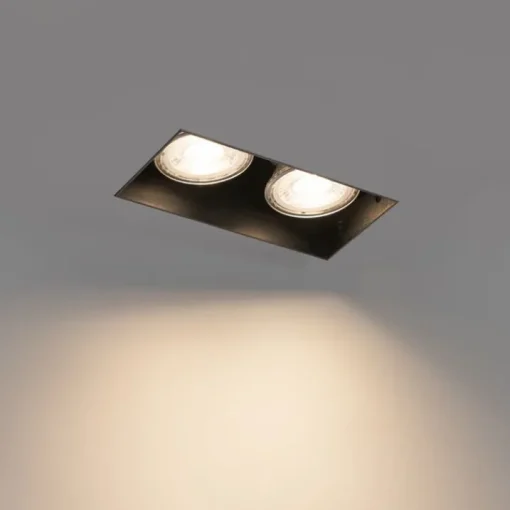 QAZQA Set van 6 inbouwspots zwart GU10 50mm 2-lichts trimless - Oneon