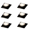 QAZQA Set van 6 inbouwspots zwart GU10 50mm trimless - Oneon