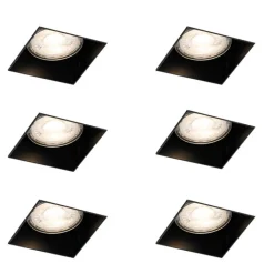 QAZQA Set van 6 inbouwspots zwart GU10 50mm trimless - Oneon