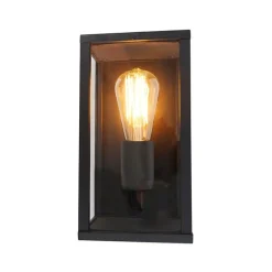 QAZQA Set van 2 Industriële wandlampen zwart 26 cm IP44  - Charlois