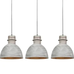 QAZQA Set van 3 landelijke hanglampen grijs - Dory