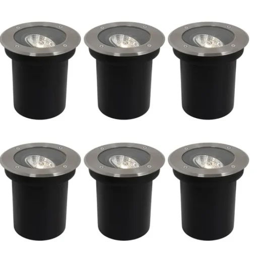 QAZQA Set van 6 moderne buiten grondspots staal AR70 verstelbaar IP65 - Delux