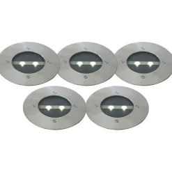 QAZQA Set van 5 moderne grondspots staal IP44 solar - Tiny