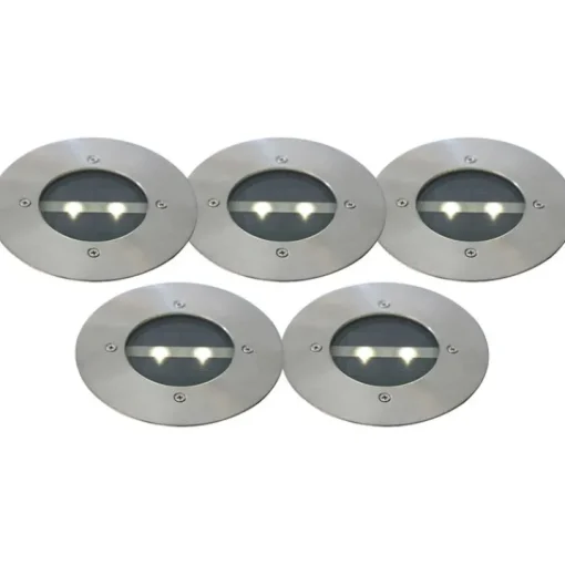 QAZQA Set van 5 moderne grondspots staal IP44 solar - Tiny