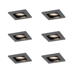 QAZQA Set van 6 Moderne inbouwspot gunmetal GU10 50mm rond kantelbaar - Qure