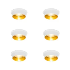 QAZQA Set van 6 Moderne inbouwspot wit met gouden binnenkant - Insta