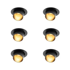 QAZQA Set van 6 Moderne inbouwspot zwart rond kantelbaar - Installa