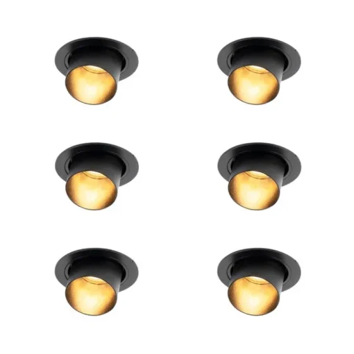 QAZQA Set van 6 Moderne inbouwspot zwart rond kantelbaar - Installa