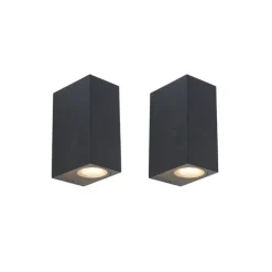 QAZQA Set van 2 moderne wandlampen zwart 2-lichts IP44 - Baleno