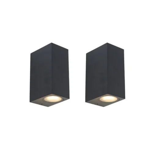 QAZQA Set van 2 moderne wandlampen zwart 2-lichts IP44 - Baleno
