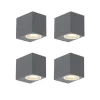 QAZQA Set van 4 moderne wandlampen donkergrijs IP44 - Baleno