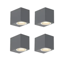QAZQA Set van 4 moderne wandlampen donkergrijs IP44 - Baleno